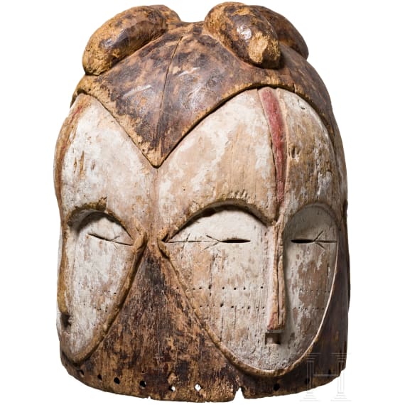 A Gabonese four-faced helmet mask (ngontang) of the Fang people, 20th century