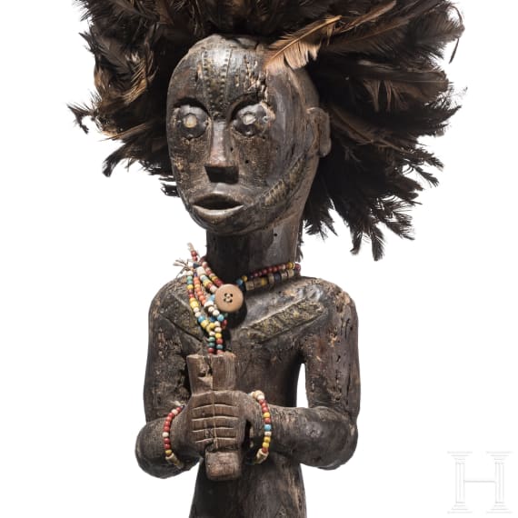 Three Gabonese/Cameroonian wooden Fang figurines