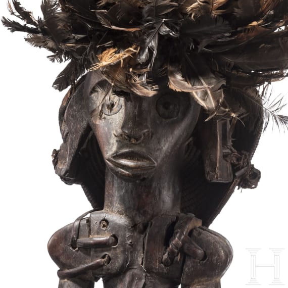 Three Gabonese/Cameroonian wooden Fang figurines