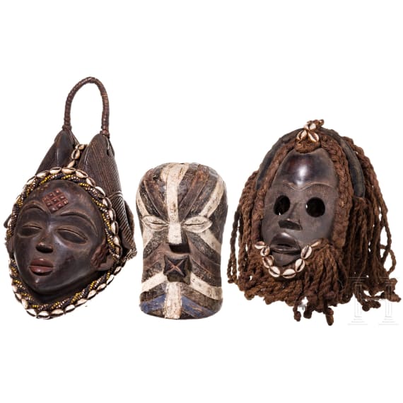 Three African masks, 20th century
