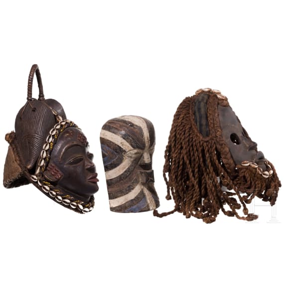 Three African masks, 20th century