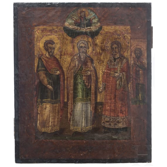 A Russian icon showing Saint Samon, Guri and Aviv, late 19th century