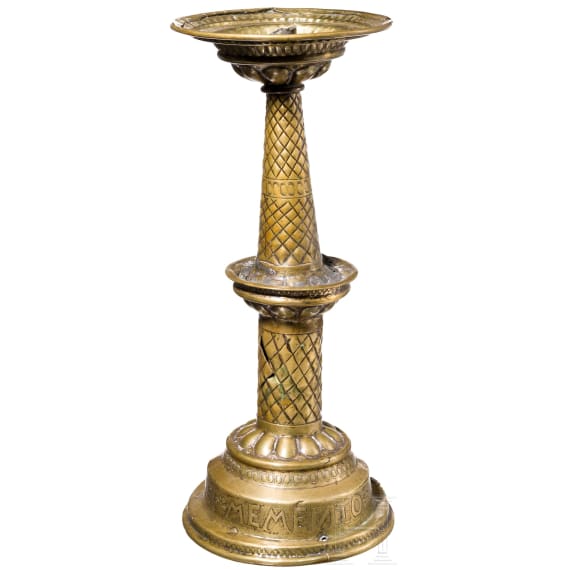 A Scandinavian brass candlestick, late 17th century
