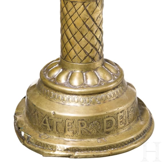 A Scandinavian brass candlestick, late 17th century