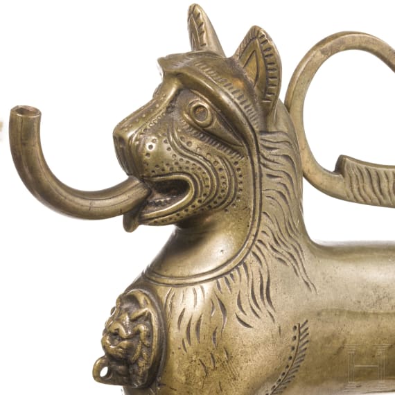 A bronze lion aquamanile, circa 1900