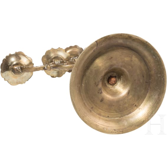 A German four-light brass candelabra, circa 1900