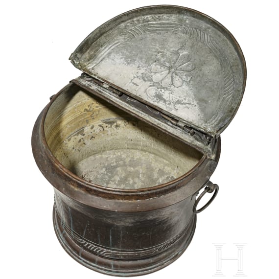A large South German or Swiss lidded water container, circa 1700
