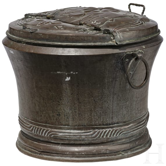 A large South German or Swiss lidded water container, circa 1700