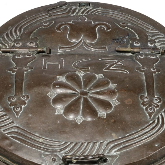 A large South German or Swiss lidded water container, circa 1700