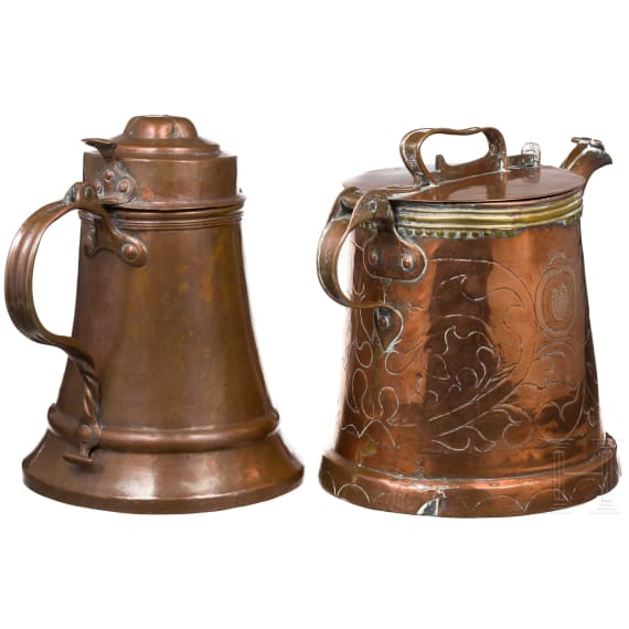 Two German copper jugs, 18th century