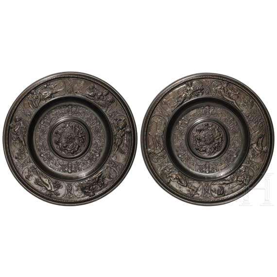 Two German chargers with depiction of the seasons, Ilsenburg foundry, circa 1880