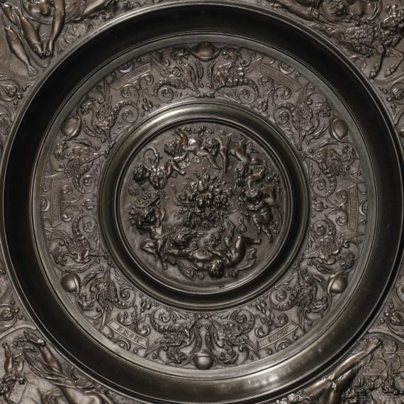 Two German chargers with depiction of the seasons, Ilsenburg foundry, circa 1880