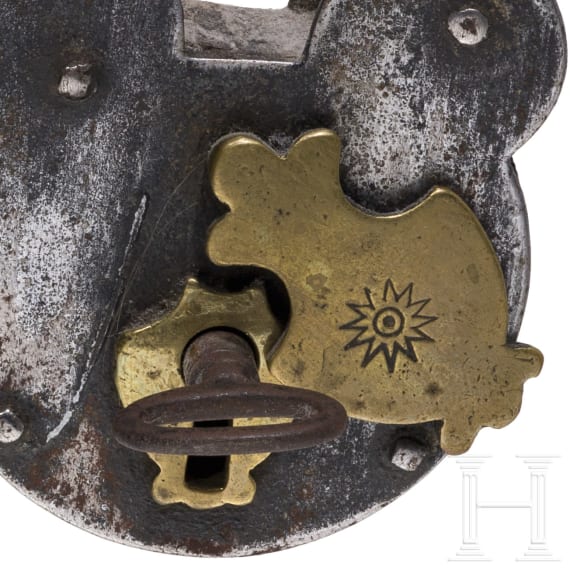 Three German and French pairs of scissors and a lock, 18th - 19th century