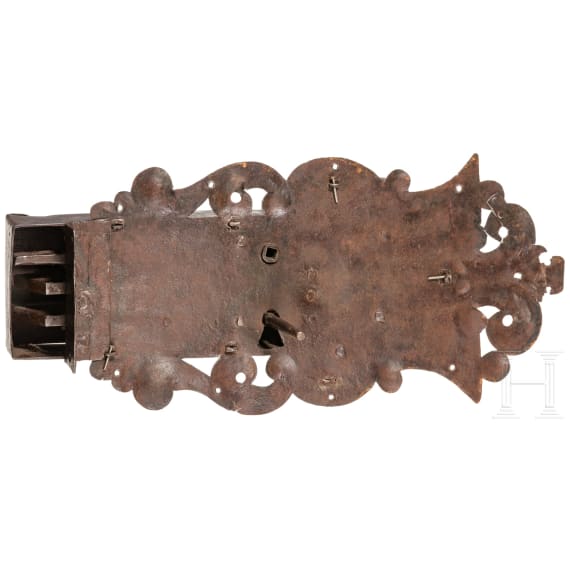 A large German iron door key, circa 1720