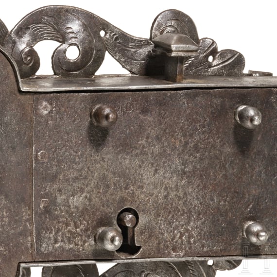 A large German iron door key, circa 1720