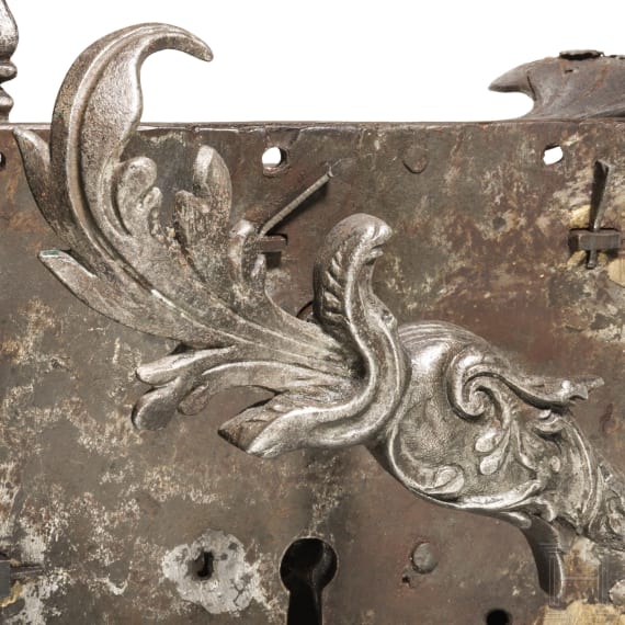 A large German iron door key, circa 1720
