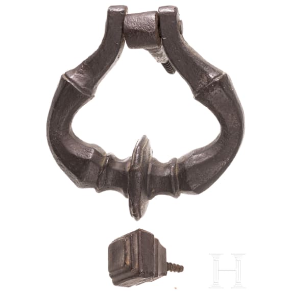 A large iron door knocker, probably Italian, 17th century