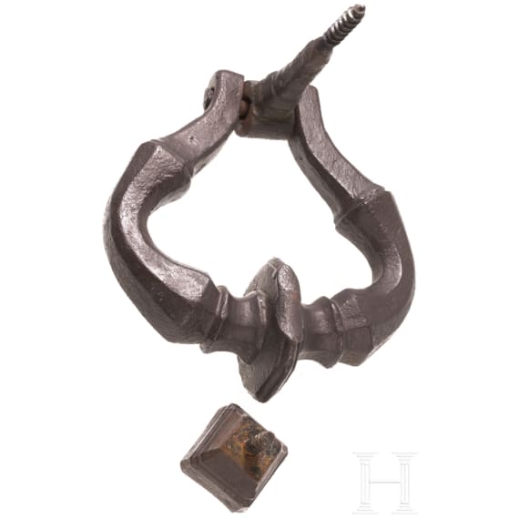 A large iron door knocker, probably Italian, 17th century