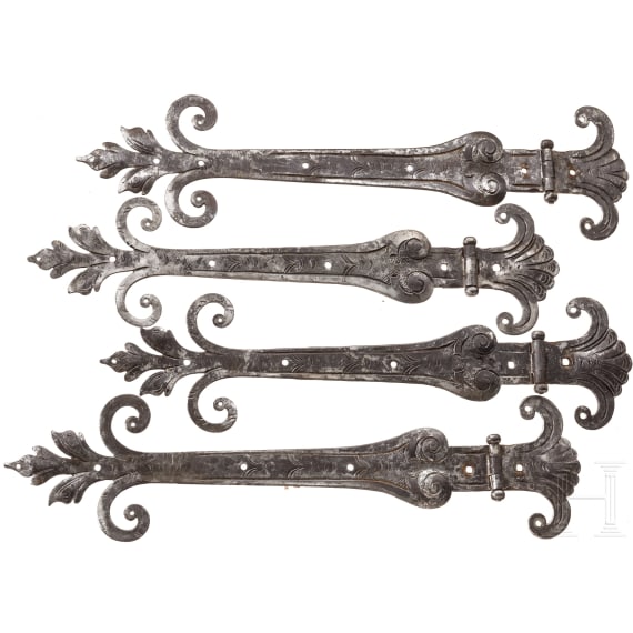 Eight German iron fittings, 18th century