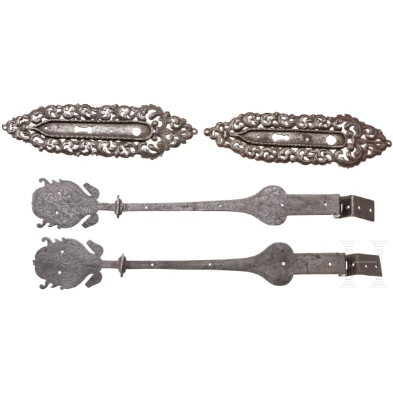 Eight German iron fittings, 18th century