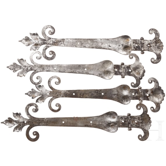 Eight German iron fittings, 18th century