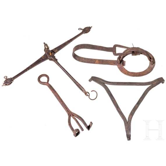 Four German wrought iron objects, 17th/18th century