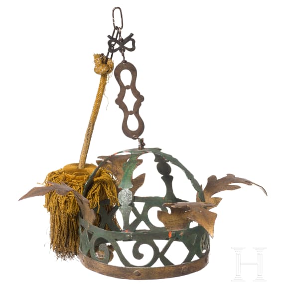 A German wrought iron crown as a shop display, circa 1800