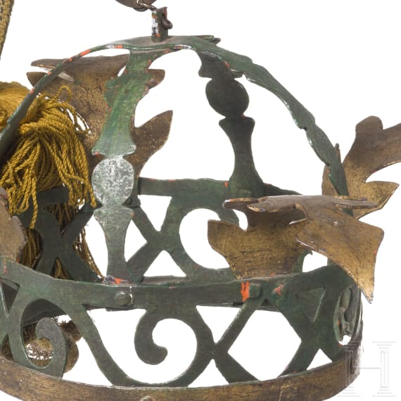 A German wrought iron crown as a shop display, circa 1800