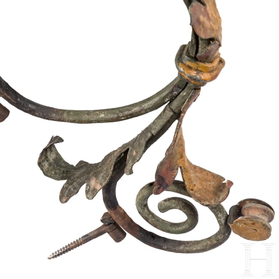 Three wrought iron lamps, probably German, early 20th century