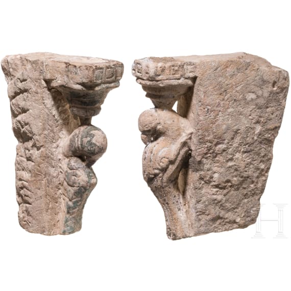 Two Italian limestone fragments with birds, 15th century