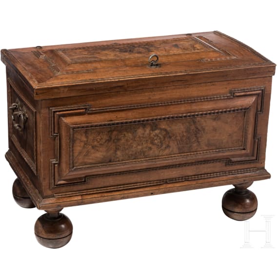 A German baroque walnut chest, 17th century