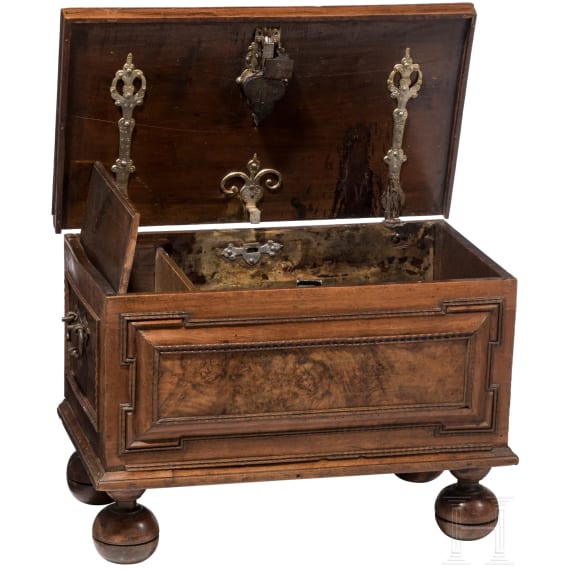 A German baroque walnut chest, 17th century