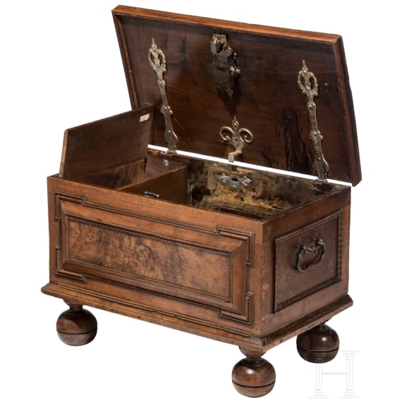 A German baroque walnut chest, 17th century