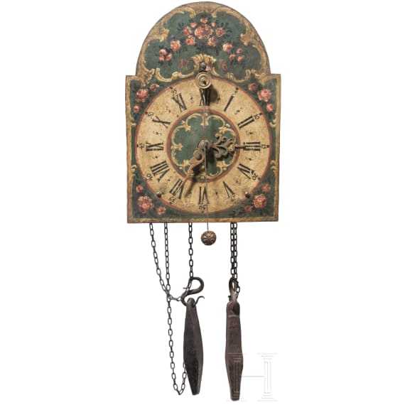 A German Baroque front "zappler" clock, 18th century