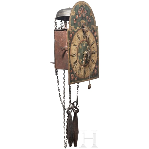 A German Baroque front "zappler" clock, 18th century