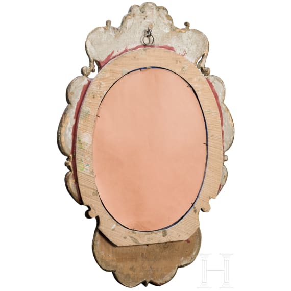 A partially gilded Italian wooden Baroque mirror, circa 1720