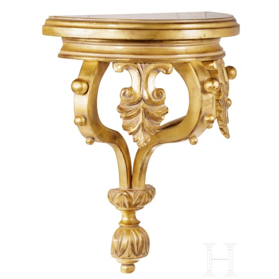 Two wall brackets / console tables, probably German, 19th/20th century