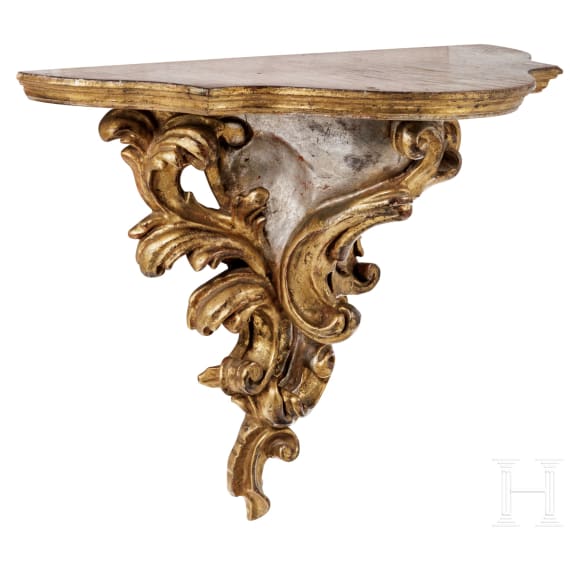 Two wall brackets / console tables, probably German, 19th/20th century