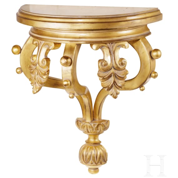 Two wall brackets / console tables, probably German, 19th/20th century