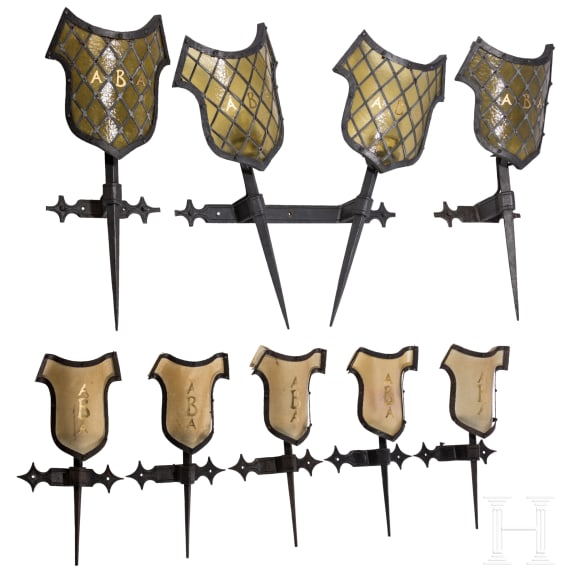 A group of iron outdoor lamps in Gothic style, probably German, circa 1900