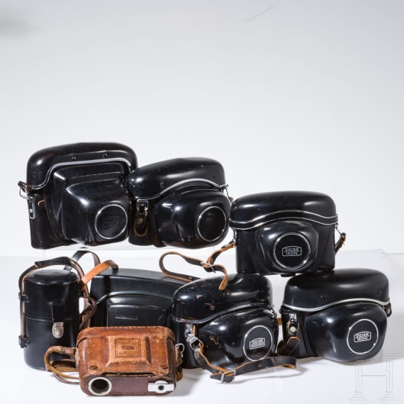 Eight ever-ready bags for Zeiss Ikon, Contarex, Contaflex, Ikonta and a lens case