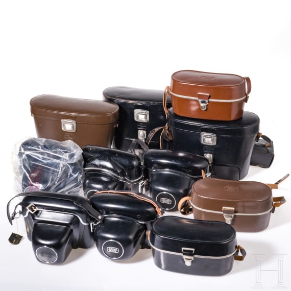 Five leather bags and six lens cases