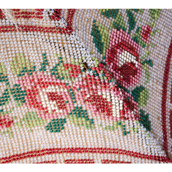 A small German parasol with glass bead embroidery and bone elements, circa 1850