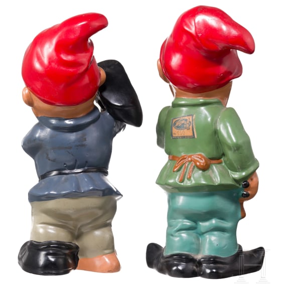 Konrad Adenauer and Nikita Khrushchev as garden gnomes, German, 1950s/60s