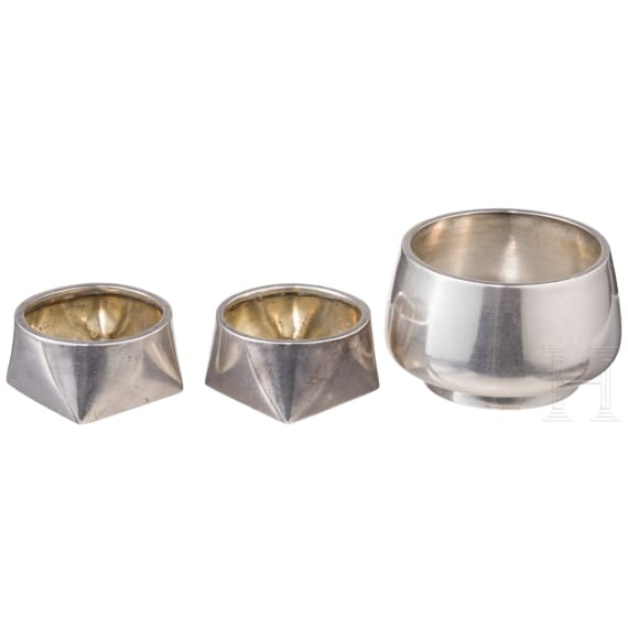 Three Russian silver salt cellars, St. Petersburg, Vasili Kangin/Gratchev, 1896 - 1908