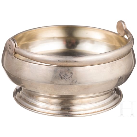 A Russian silver bowl with handle, Moscow, stamped Khlebnikov, 1908 - 1917