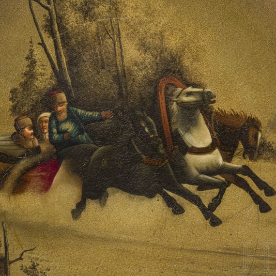 A papier m&acirc;ch&eacute; and lacquer plate, Ostashkovo, Osip Vishyakov and Sons factory, 1887 - 1896