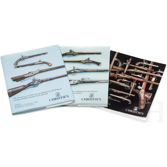 Three Christie's auction catalogues for firearms, London, 1992/95