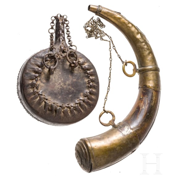 Two powder flasks, 19th century
