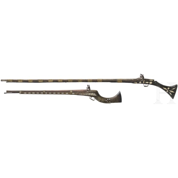 A Tunisian moukhala and an Afghan djezail, 2nd half of the 19th century